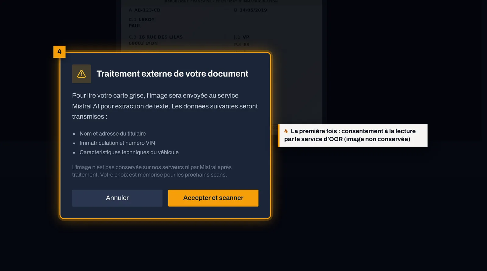 Donnez votre accord, la première fois : capture de l'écran MekaDesk