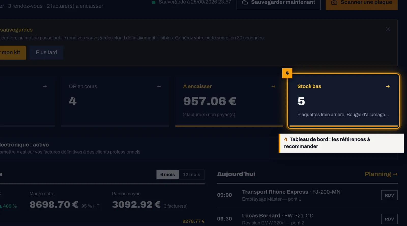 Recommandez à temps : capture de l'écran MekaDesk